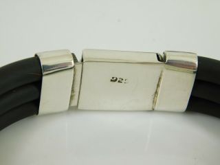 Vintage 925 Sterling Silver & Black Rubber Bracelet 8.  25 