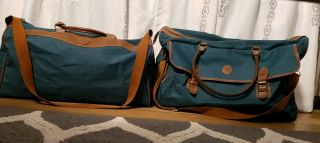 Set Of 2 Polo Ralph Lauren Vintage Green Duffel Luggage Carry On Travel Bags