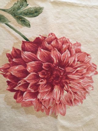 Vintage Tablecloth Cotton Tan With Large Red Flowers 74”L x 60”W 2