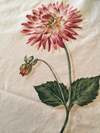 Vintage Tablecloth Cotton Tan With Large Red Flowers 74”L x 60”W 3