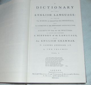A Dictionary of the English Language Samuel Johnson 1775 FACSIMILE ED.  - pub.  1979 4