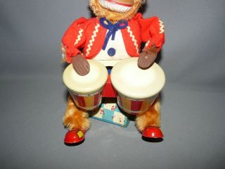 Bongo Monkey Battery Operated Toy Vintage Box Alps Bongo Drum Lit Eyes 3