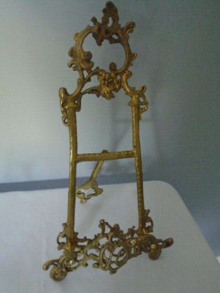 Large Vintage Brass Ornate Easel 18 In.  Display Stand