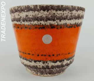 Vintage 1970s U - Keramik Planter Pot Orange West German Pottery Fat Lava Era