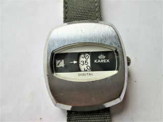 Vintage Ruhla Karex Jump Digital,  Year 1970,  Bicolor White Dial With Black