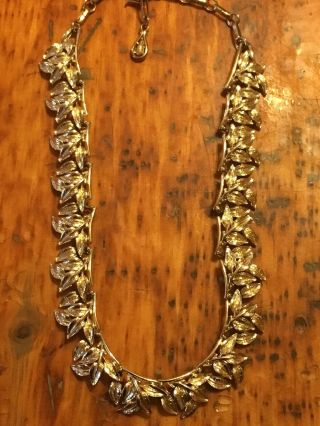 Vintage Gold Tone Coro Choker Necklace Leaf Motif