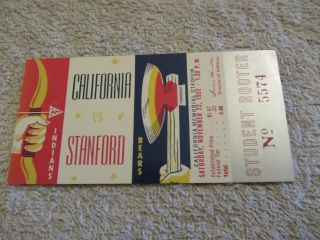 Vintage 1952 Big Game California Cal Bears Vs.  Stanford Indians Ticket Stub
