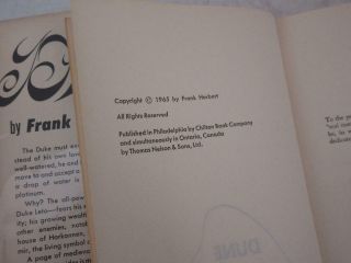 Frank Herbert DUNE 1965 Chilton Book Co. ,  PA First Book Club Edition Code 47M 5