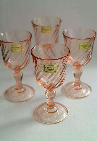 Vintage Luminarc Verrerie D ' Arques Liqueur Glasses in Rosaline Pastal Pink 3