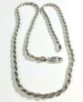 Vintage Italy Sterling Silver Braided Rope Design 18 " Necklace
