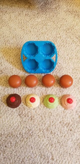 Vintage 1987 Fisher Price Pretend Play Fun With Food Cupcakes Complete Set 9 Pc