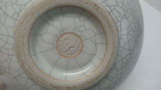 Vintage Signed Crackle Glaze Art Pottery Bowl/Jar with Lid Sky Hills Sea Scene 6
