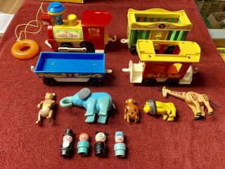 Vintage Fisher Price 991 Circus Train Complete With Animals And Wood Figures