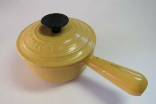 Vintage Le Creuset 14 Saucepan Pan Cast Iron Sauce Pan Yellow Mustard