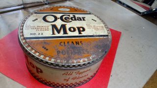 1938 - Vintage - O - Cedar Mop - - Polish - Advertising Tin Can With Mop - - No.  23
