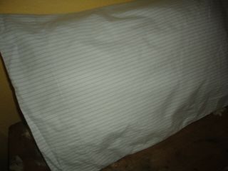 Vintage Ralph Lauren Green White Ticking Stripe (1) Standard Pillowcase 18 X 31