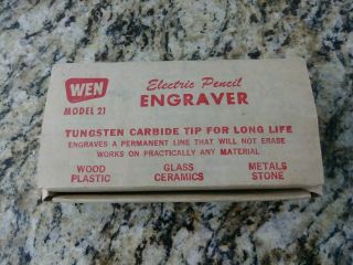 Vtg Wen Model 21 Electric Pencil Engraver Tungsten Carbide Tip