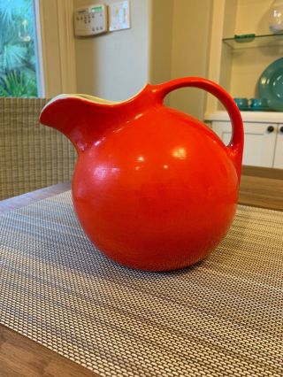 Vintage Retro Hall Pottery Red Tilted Ball Jug Pitcher