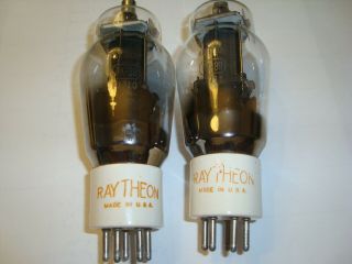 One Matched Pair Rk - 39 Tubes,  White Porcelain Base,  Raytheon,  Ratings