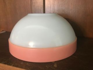 Vintage Fire King Wide Pink Trim Colonial Bowl 9” White Milk Glass Oven Ware 4