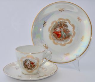 Vintage Oscar Schlegelmilch Trio - Pearl Lustre With Classical Maidens