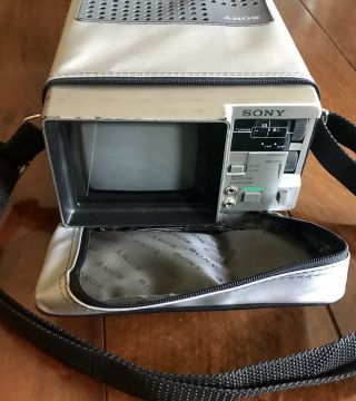 Vintage Sony Portable TV - 415 Television Analog UHF/VHF w/ Case 6