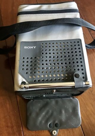 Vintage Sony Portable TV - 415 Television Analog UHF/VHF w/ Case 8