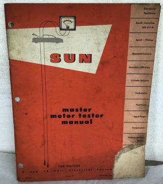 Vintage •1954 Sun Master Motor Tester Manual• Buick Cadillac Chevy Olds Pontiac