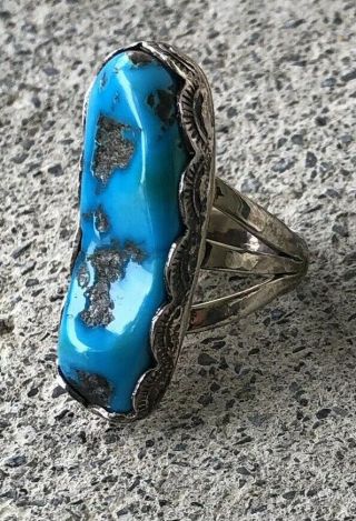 Vintage Navajo Jefferson Abeyta Sterling Turquoise Ring