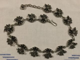 Vintage silver necklace clip on earrings 1950s - 60s faux marcasite 4
