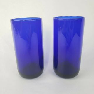 Vintage Set Of 2 Libby 16 Oz Tumblers Cobalt Blue Tea Glass