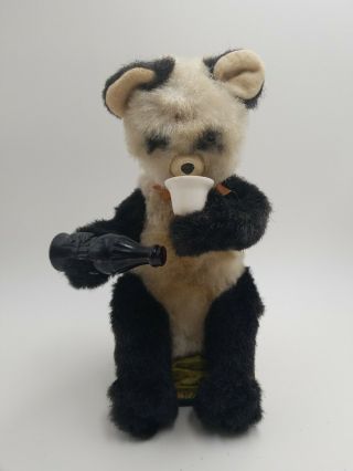 Vintage Mechanical Toy Battery Operated Soda Drinking Panda Bear Japan