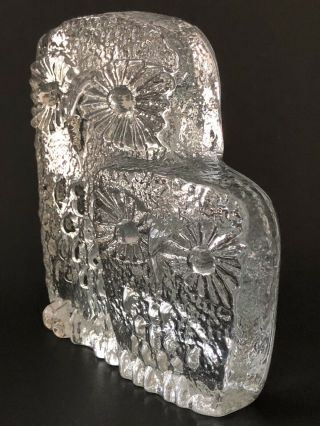 Vintage Blenko Art Glass Owls Pair IceFloe Don Shepherd Figurine Paperweight MCM 5