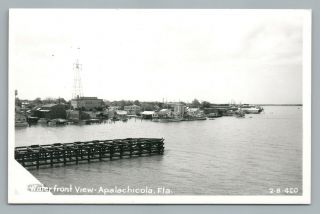 Waterfront Apalachicola Florida Rppc Vintage Cline Photo Postcard 1950s