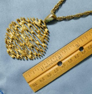 Vintage Goldtone Mid Century Modern Pendant Necklace.  24 " & 36 " Double Chain