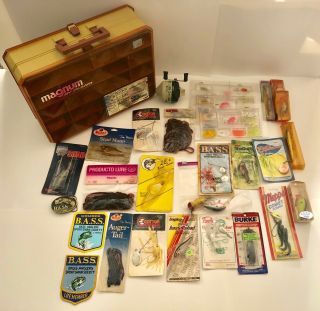 Vintage Magnum By Plano Double Sided Tackle Box W/ 20,  Lures And Tackle