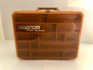 Vintage Magnum By Plano Double Sided Tackle Box W/ 20,  Lures And Tackle 6