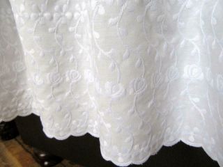 Vintage White Embroidered Lace Full Bedskirt Platform Top 13 " Drop No Split Exc