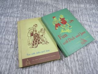 2 Vintage School Books: Fun With Dick And Jane 1947 & John And Joan 1952