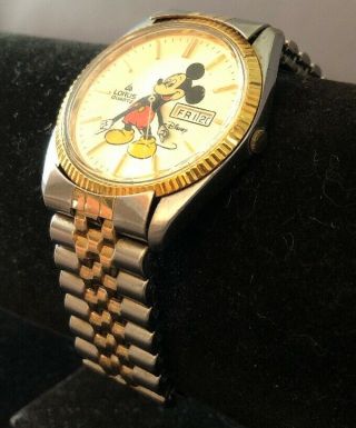 Vintage Men ' s Walt Disney Mickey Mouse Lorus Quartz Watch Water Resistant 5