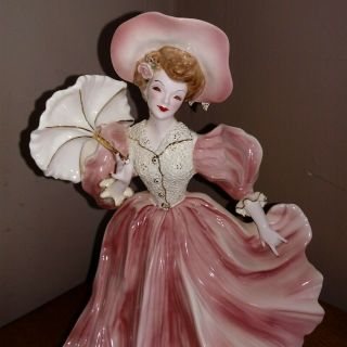 Vintage Florence Ceramics Pasadena Amber In Pink 9.  25 " Figurine