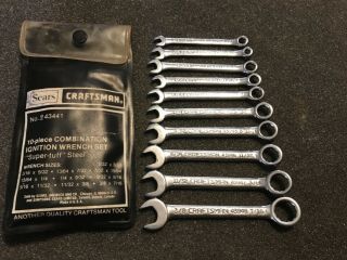 Vintage Craftsman Tools 10 Pc Combination Ign.  Wrench Set 43441 Usa 5/32 - 7/16”