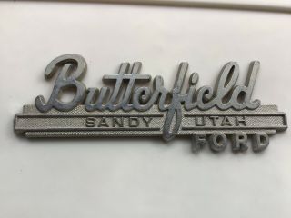 Vintage Butterfield Ford Car Dealer Dealership Plastic Emblem Sandy,  Utah