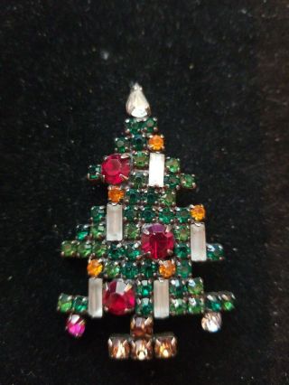 Vintage Weiss Signed 5 Candle Christmas Tree Brooch/pin