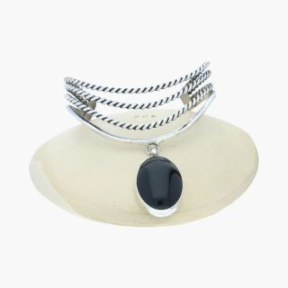 Navajo / Sterling Silver Vintage Black Onyx Dangel Cuff / Bracelet 6“ (25.  5g)