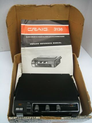 Craig Underdash Car 8 Track Player Fm Radio Vtg.  Stereo 3136 Chevy Ford Mopar