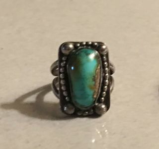Vintage Navajo Sterling Silver Turquoise Ring Sz 4.  5 Southwest Indian