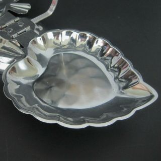 Vtg 3 Tier Appetizer Serving Tray Dish Folding Chrome Metal Heart Leaf Shape Tea 4