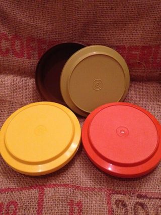 Vintage Tupperware 3 Seal N Serve Harvest Color Bowls 1206 Lids Plates 1207