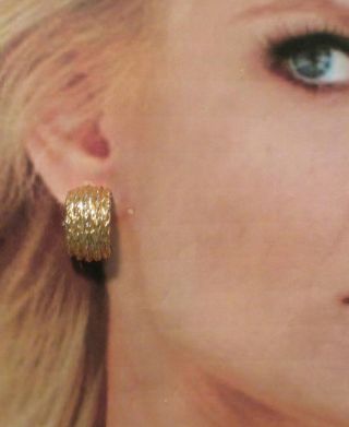 Christian Dior Earrings hoop Couture Clip On big VTG GoldTone chunky Runway 2